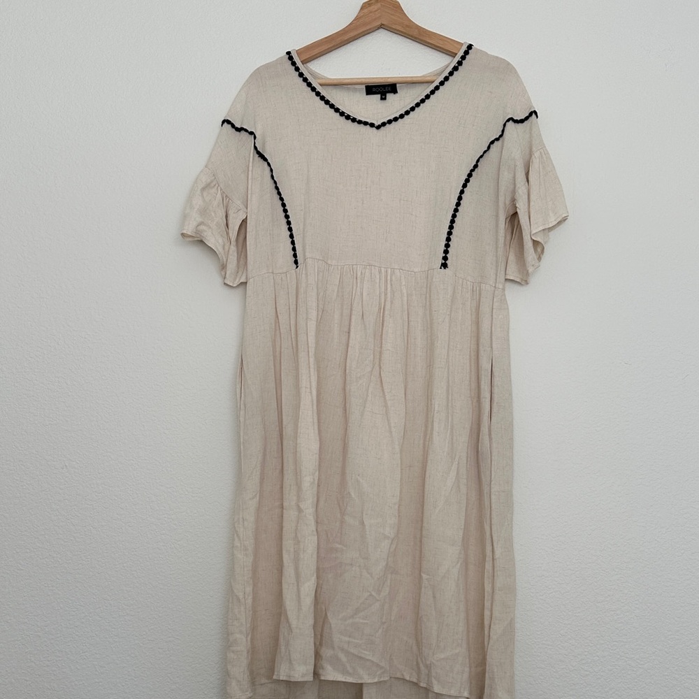 Roolee Cream Dress with Black Accents